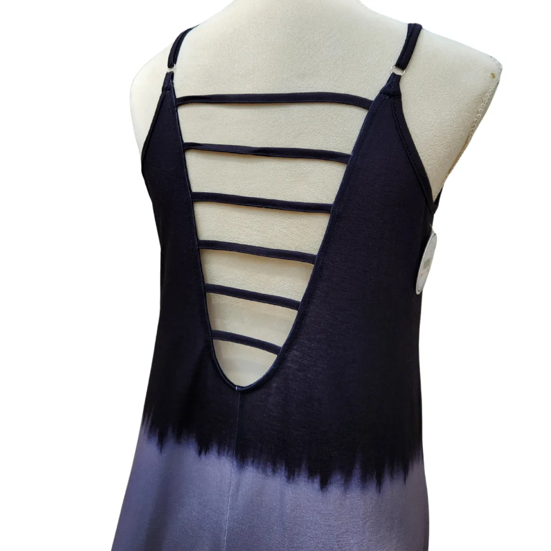 Sky Blue Spaghetti Strap Tie Dye Slit Maxi Dress