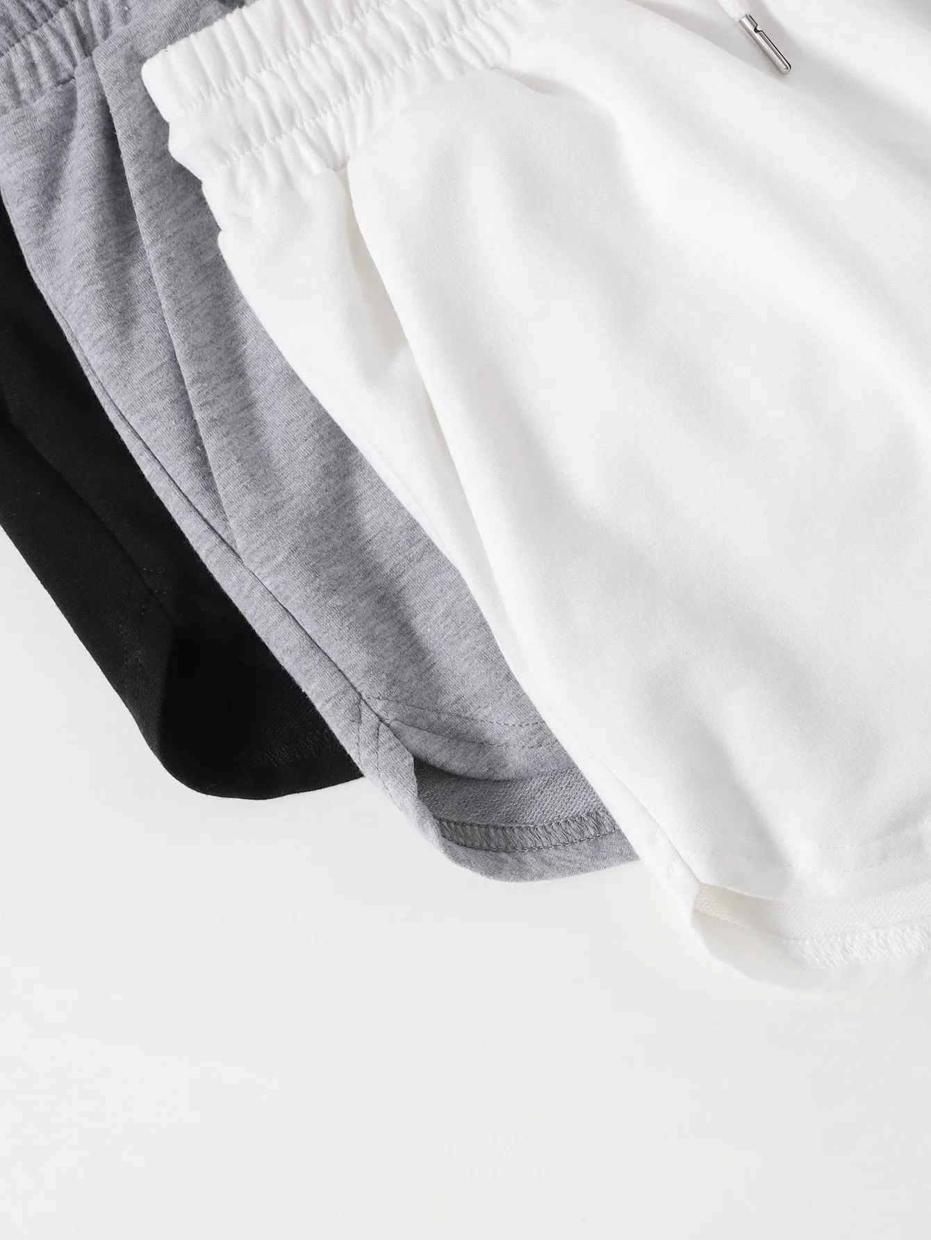 Sporty Drawstring Natural Women Shorts