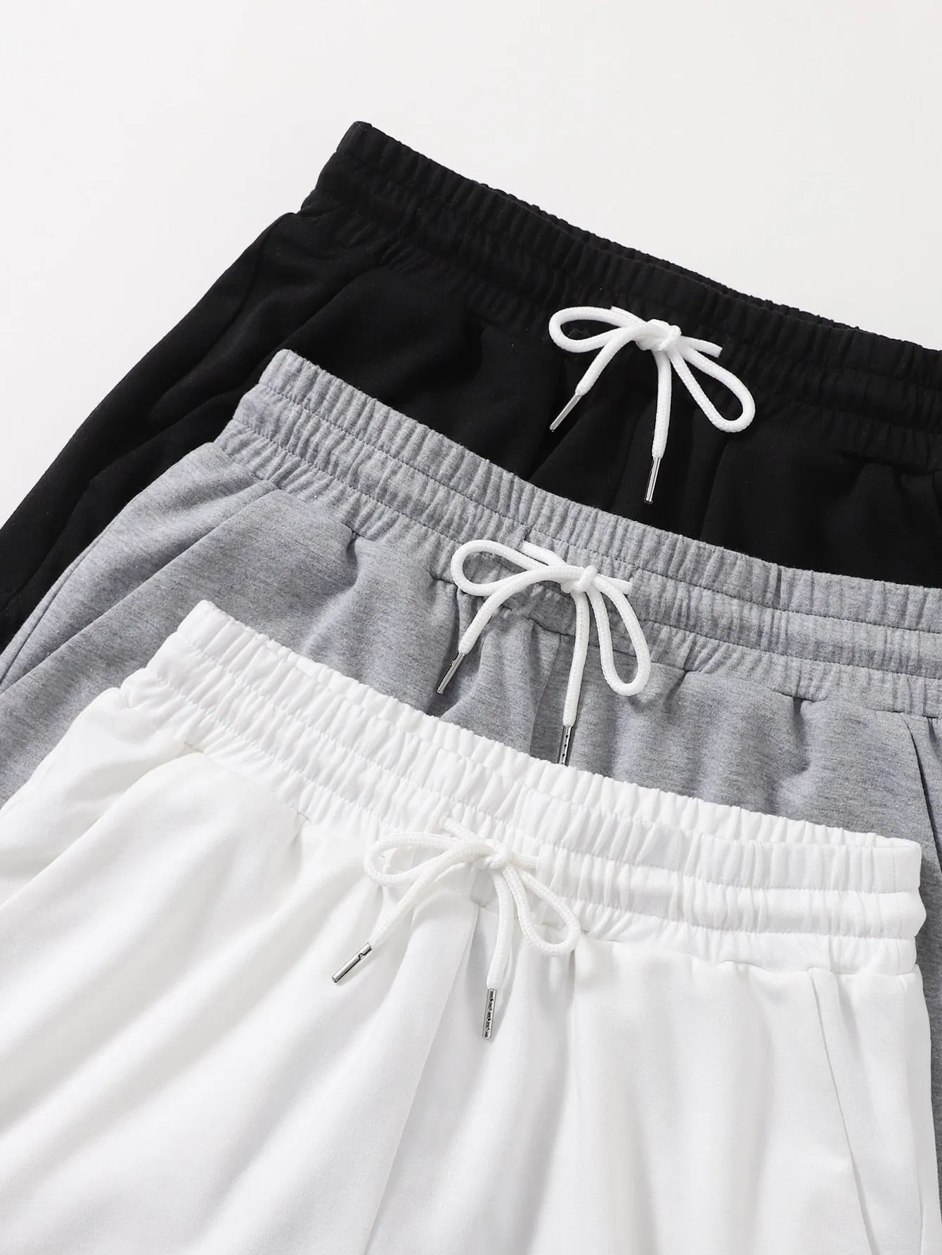 Sporty Drawstring Natural Women Shorts