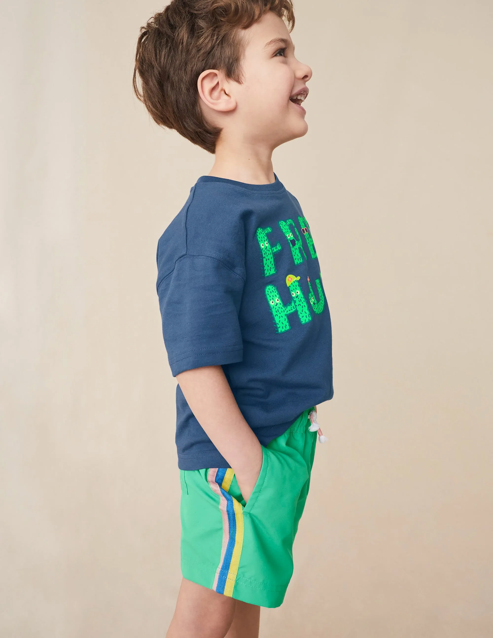 Sporty Stripe Short-Asparagus