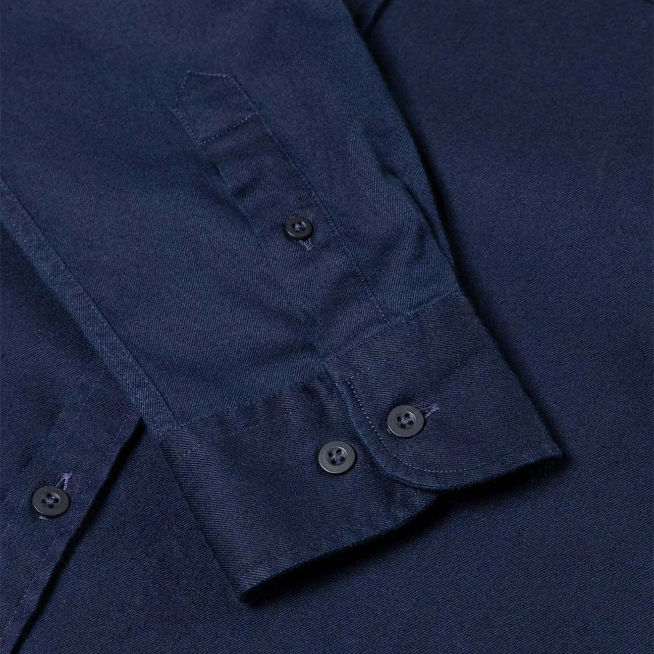 Sunspel Brushed Cotton Button Down Shirt Navy