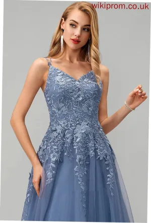 Tulle Ball-Gown/Princess Floor-Length V-neck Prom Dresses Leah
