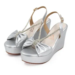 Twisted Detail Embellished Wedges