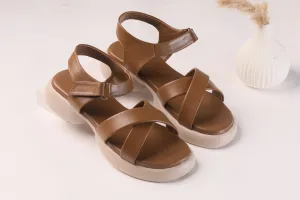 WALKBROS MEDICATED WEDGES SANDALS {  2  } - BROWN