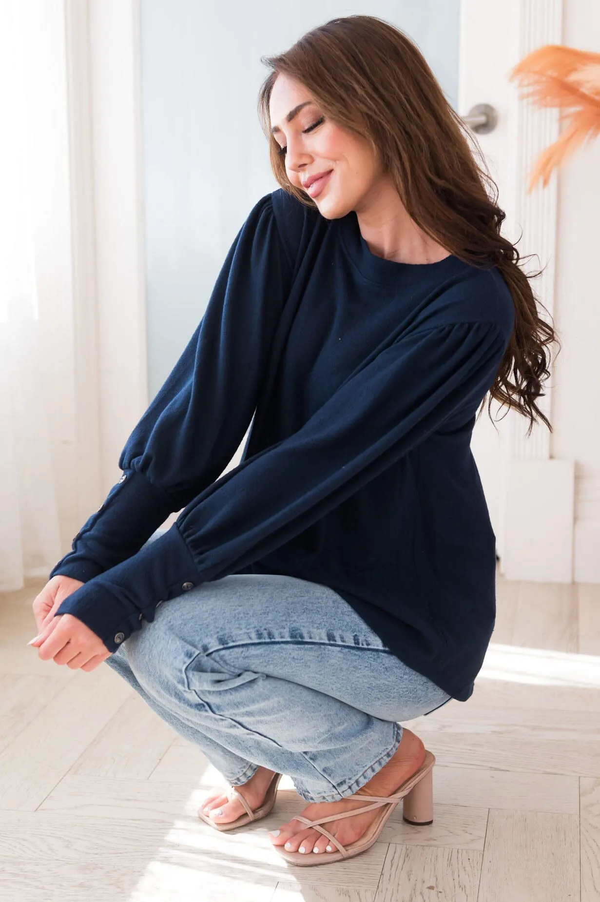 Warm Soft & Sophisticated Button Sleeve Sweater