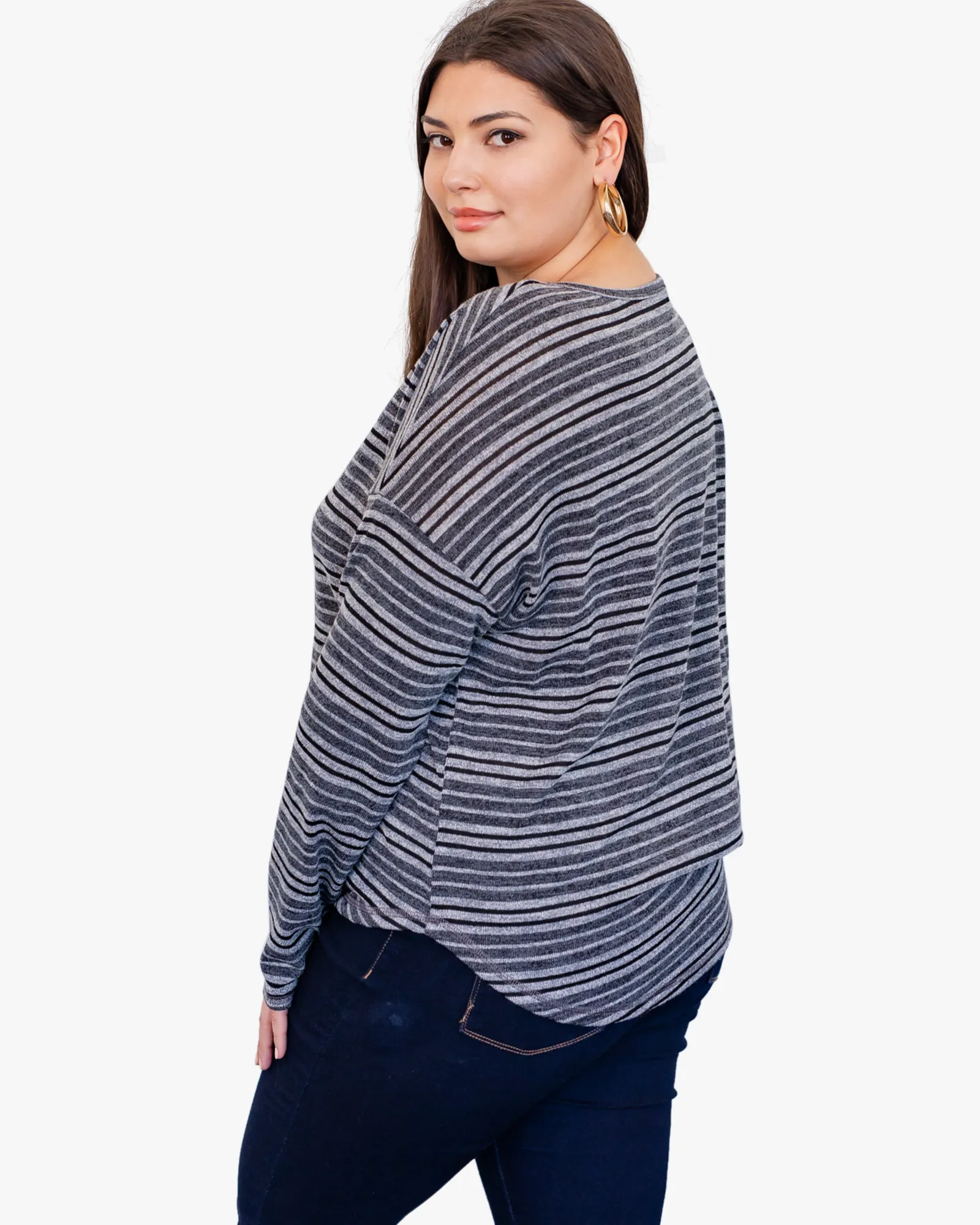Wendy Drop-Shoulder Tee | Charcoal Grey / Black