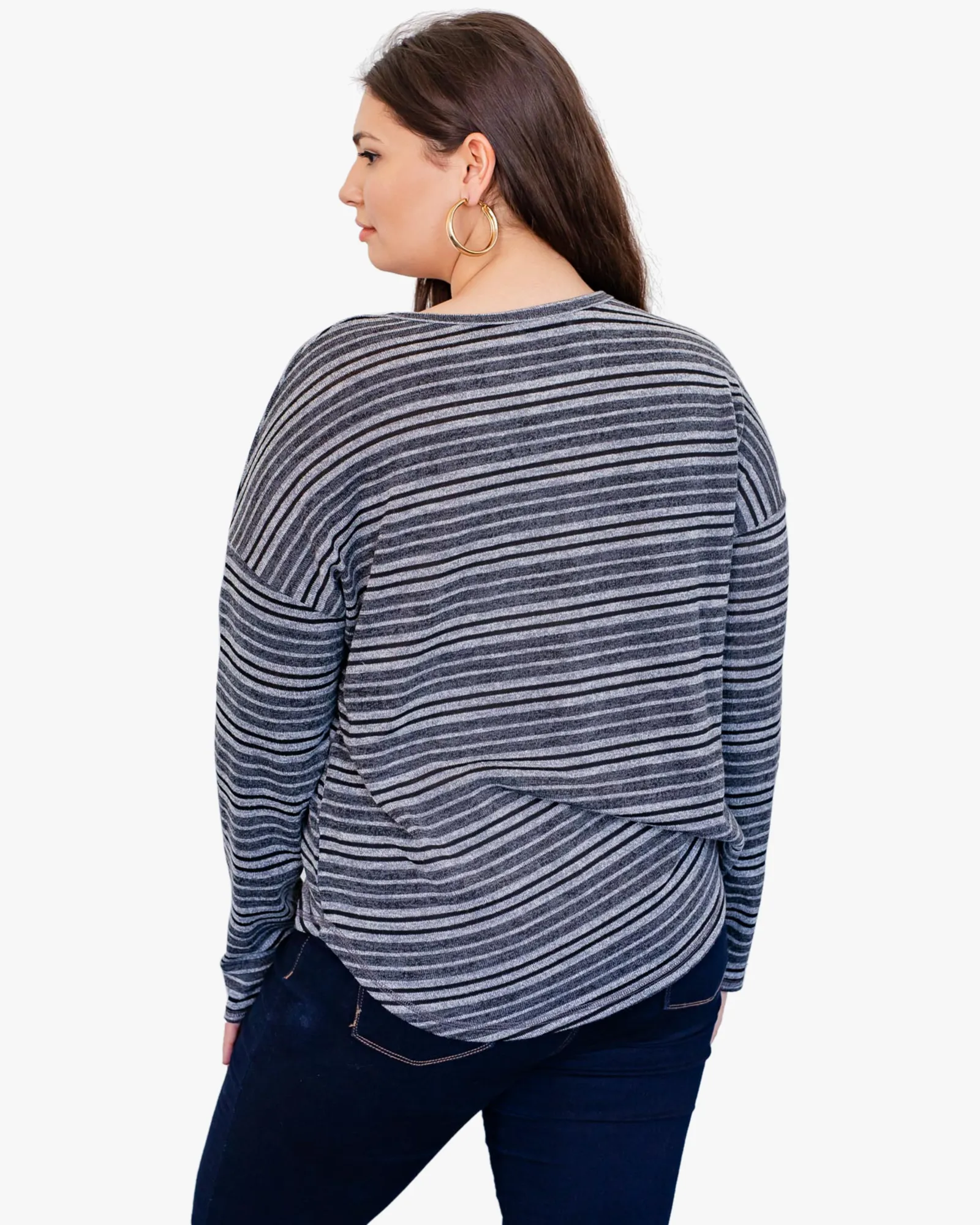 Wendy Drop-Shoulder Tee | Charcoal Grey / Black