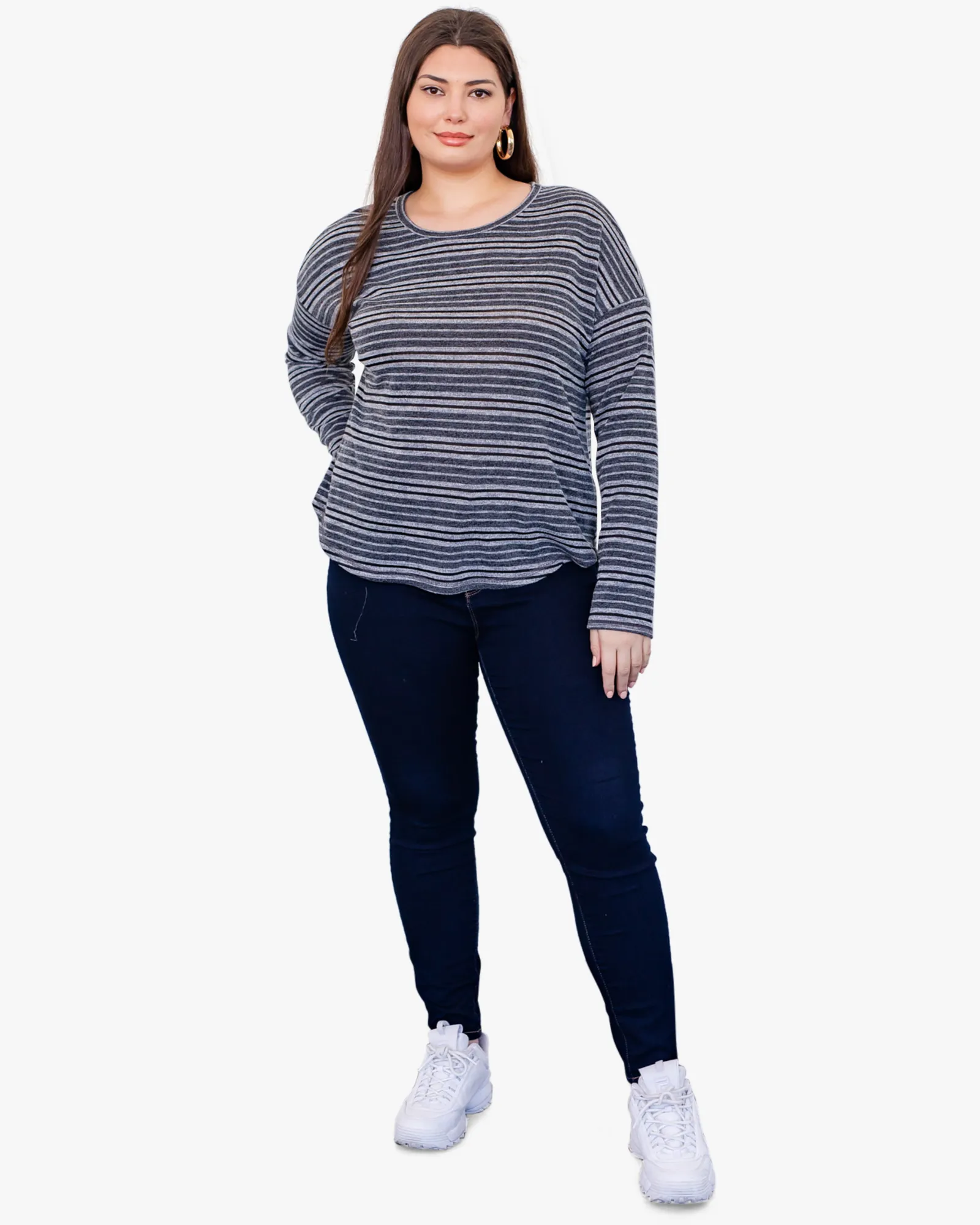 Wendy Drop-Shoulder Tee | Charcoal Grey / Black